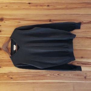 Celio - Grey V-neck 100% Cotton Long-Sleeve Sweater - L